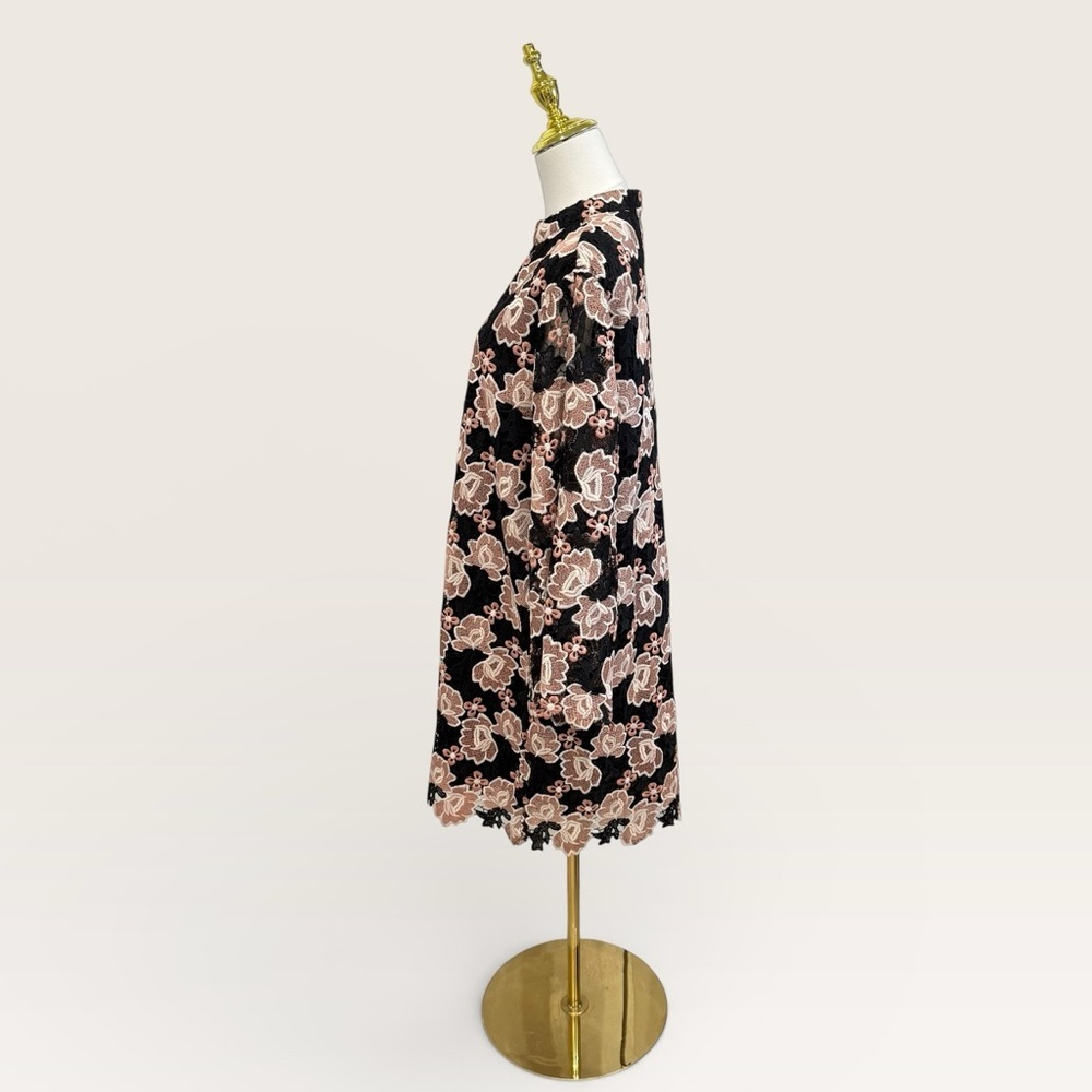 J.Marie Women's Black Cream Floral Talia Lace Mandarin Collar Caftan Dress NWT - Picture 6 of 14